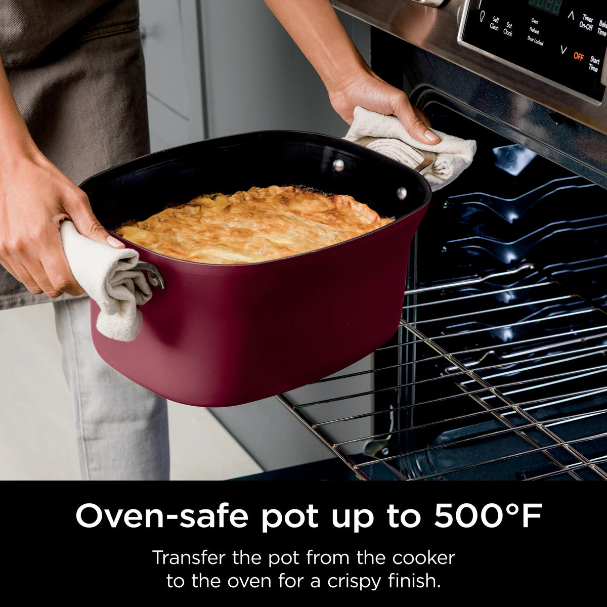 Ninja Foodi Possible Cooker, 8.5 Quart, 6-in-1 Multi-Cooker, Slow Cooker, Steamer, Glass Lid Integrated Cooking Utensil, Nonstick, Oven Safe Pot to 500°F, Cherry Tarte, MC1000WM