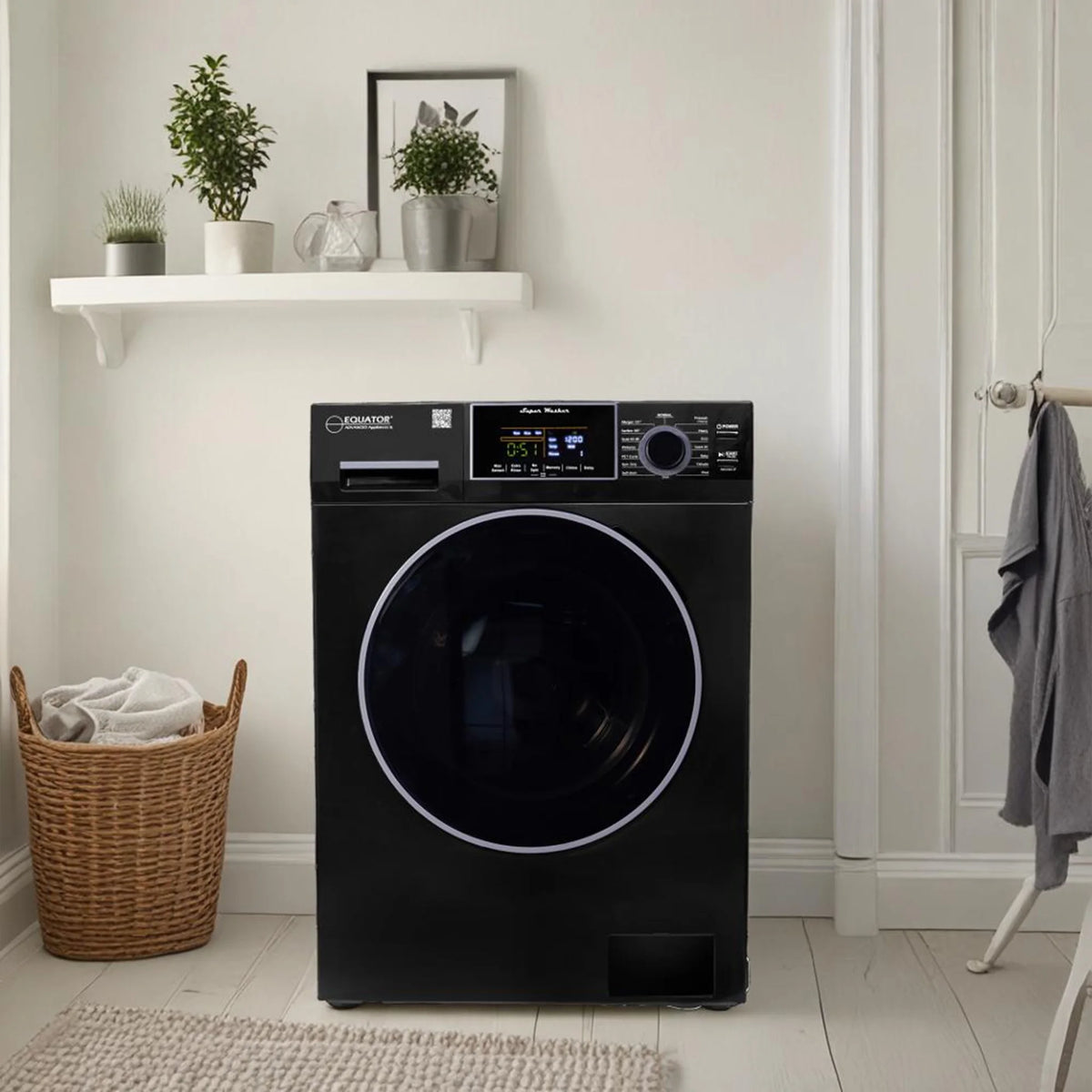 Equator 1.6 cu.ft./15 lbs Black 110V Front load Washer 15 programs + Pet Cycle