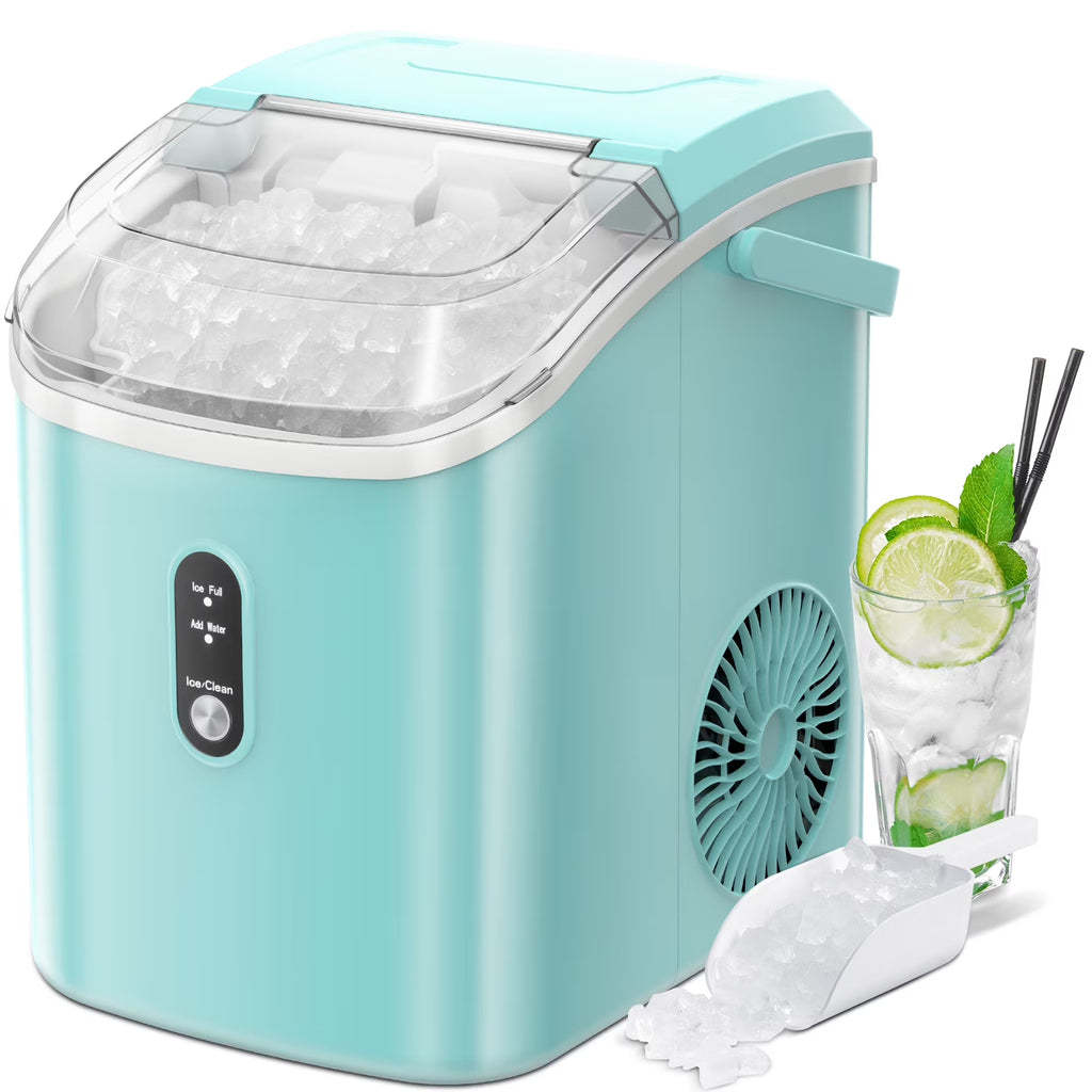 Electactic Nugget Ice Maker Countertop, 35lbs/24H, Self-Cleaning, Pebble Portable Ice Machine with Handle (White)