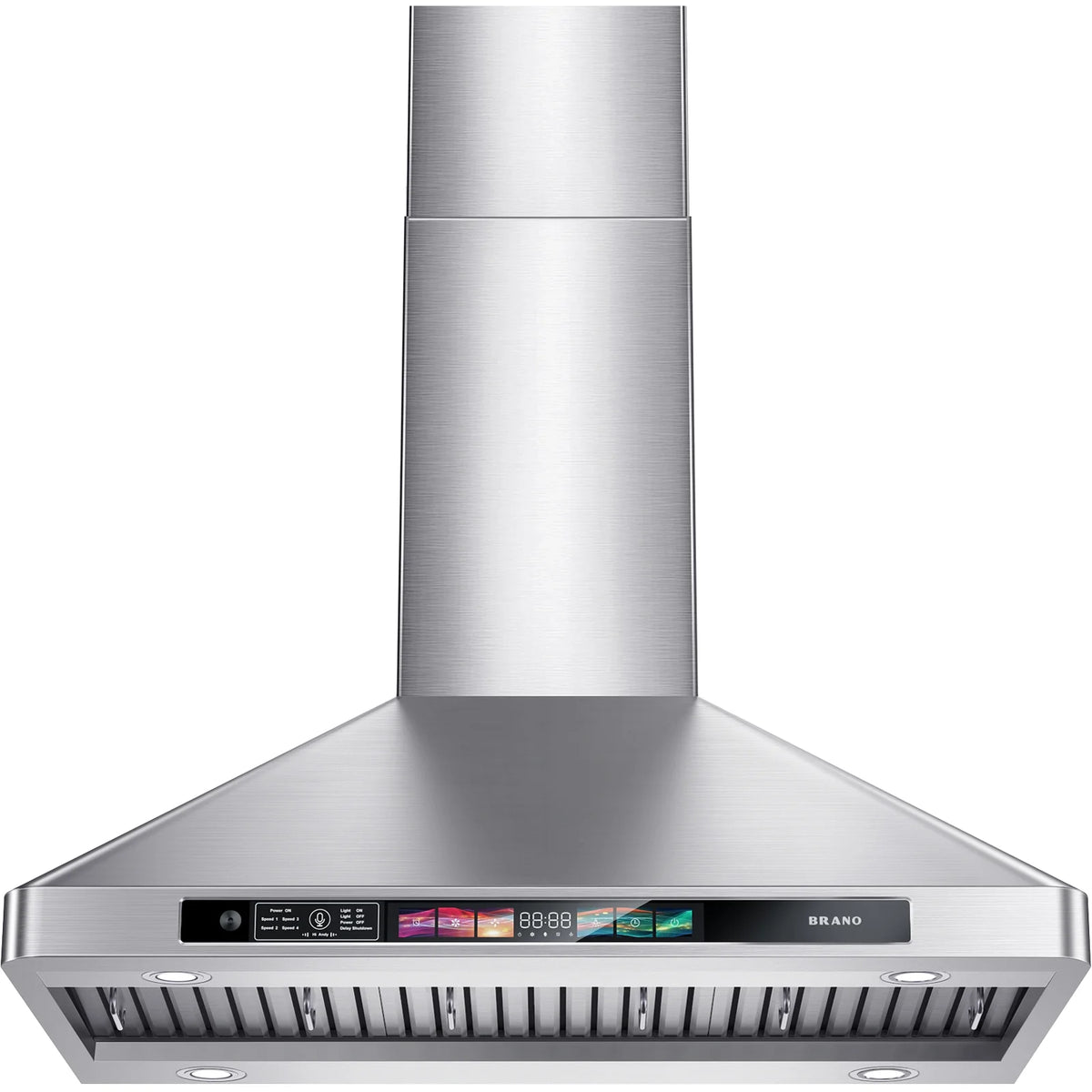 BRANO 30 Inch Wall Mount Range Hood Stainless Steel Hood, 900 CFM, Voice Control, 4-Speed