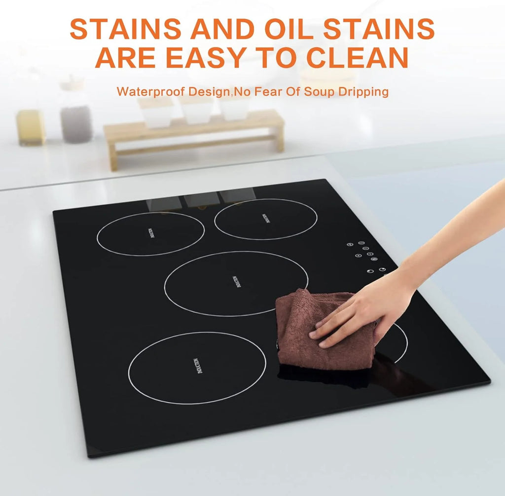 Homtone 30 Inch Electric Cooktop 4 Burners Built-in Electric Stovetop -Timer & Child Safety Lock