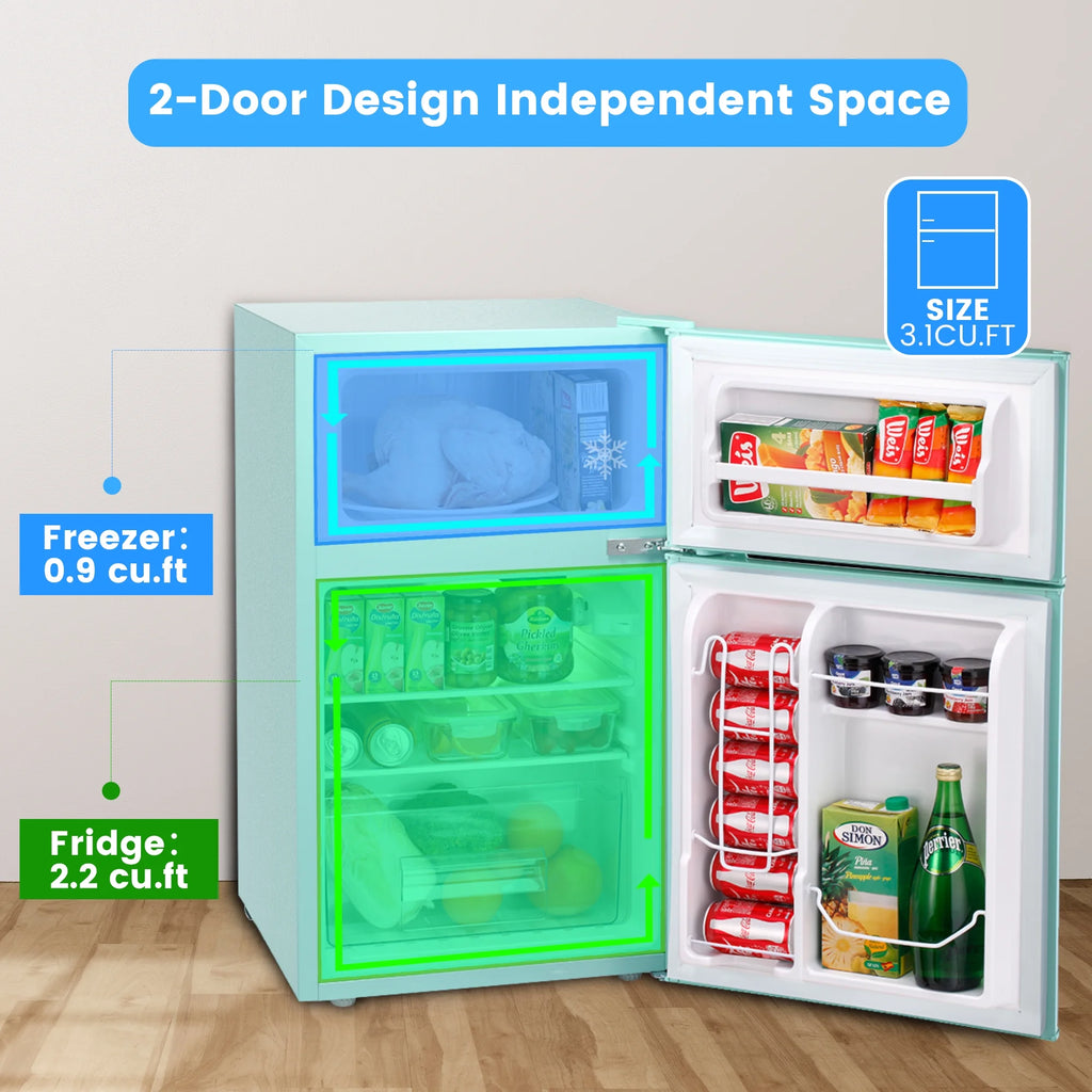 Moifoi 3.1 Cu. Ft. Two-Door Compact Refrigerator, Gray