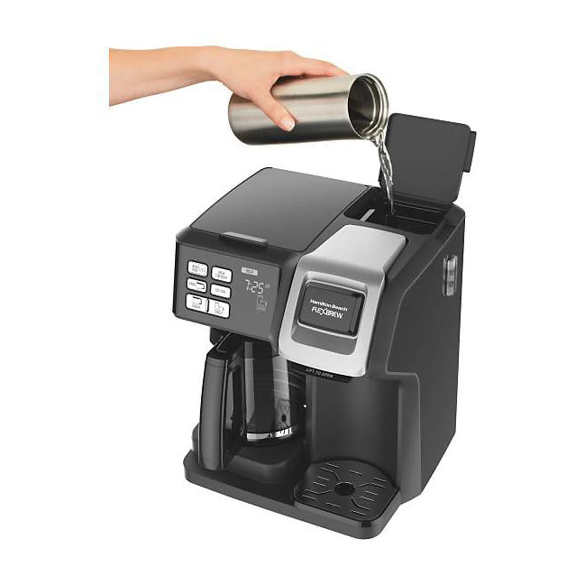 Hamilton Beach FlexBrew Trio 2-Way Coffee Maker, Compatible with K-Cup Pods or Grounds, Combo, Single Serve & Full 12c Pot, Black