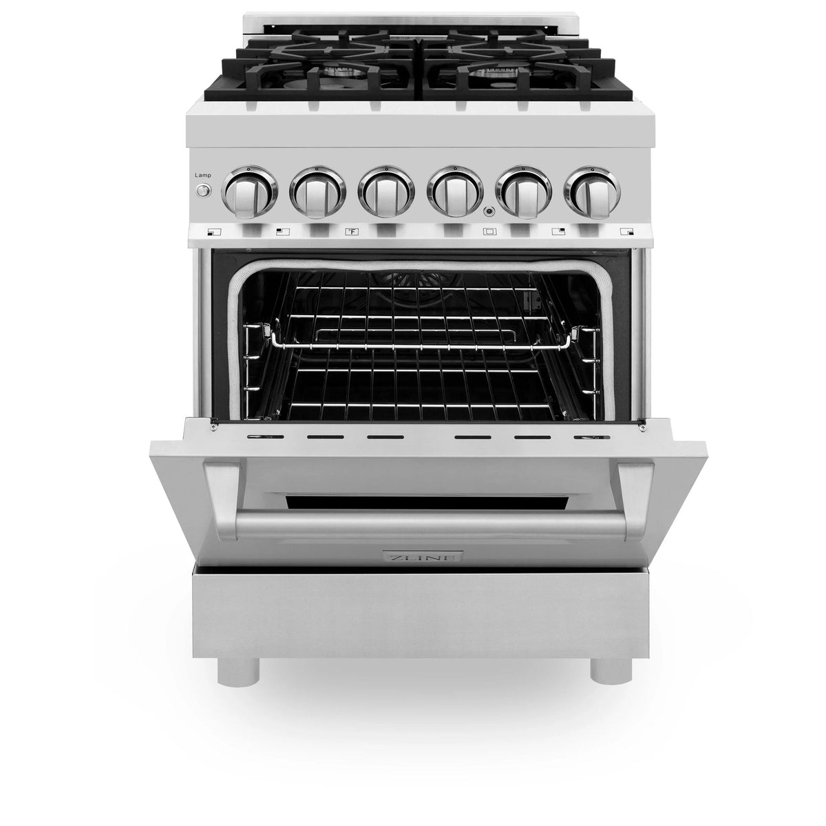 ZLINE 24 In. 2.8 Cu. Ft. Professional Dual Fuel Range In Stainless Steel With Brass Burners (RA-BR-24)