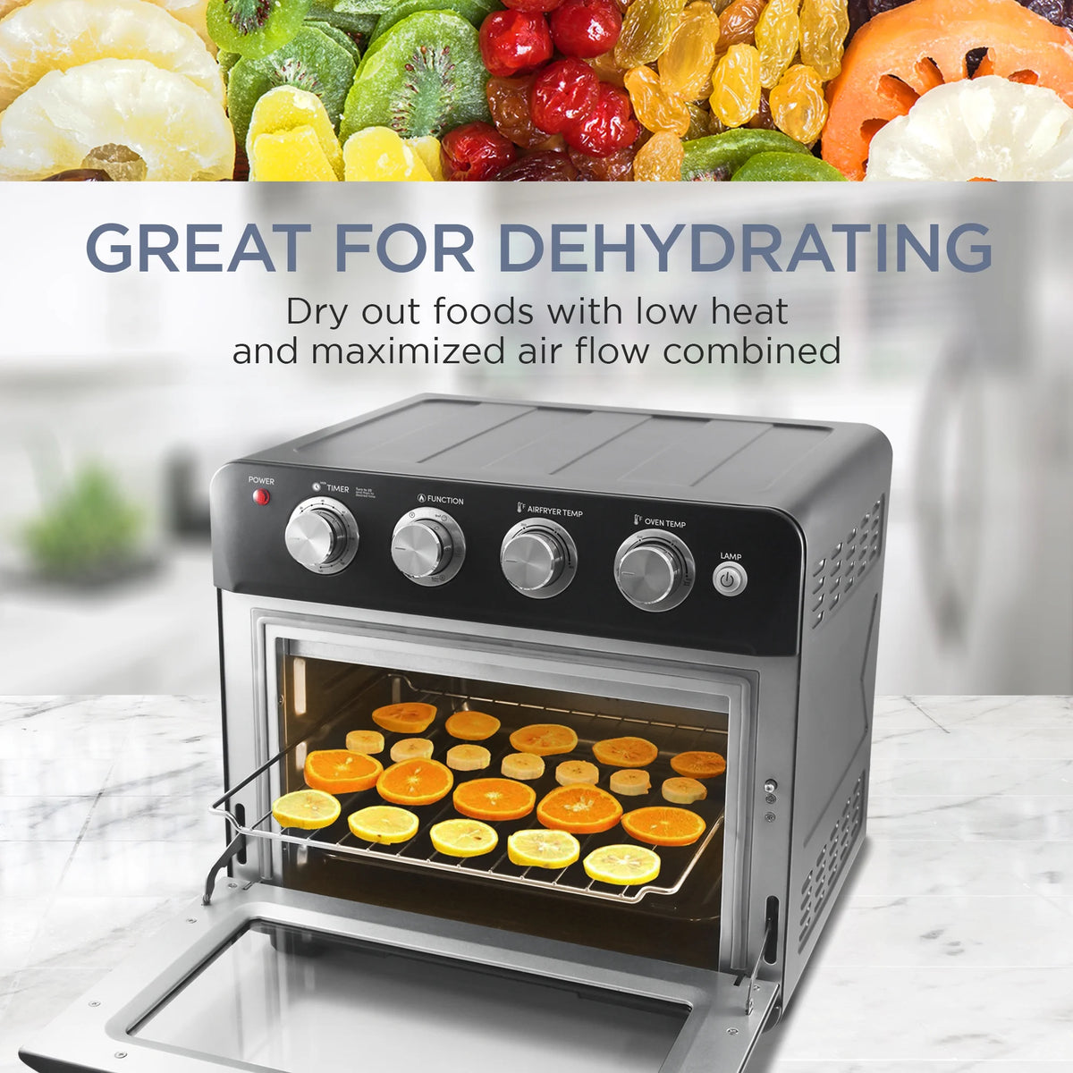 Elite Gourmet Deluxe 25L Air Fryer Oven (Black)