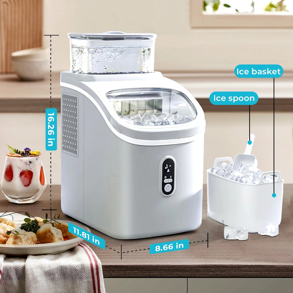 WAA Ice Maker with 1.5L Detachable Water Tank,33Lbs/24H Cube Ice,Timing Function,Self-Cleaning,Grey