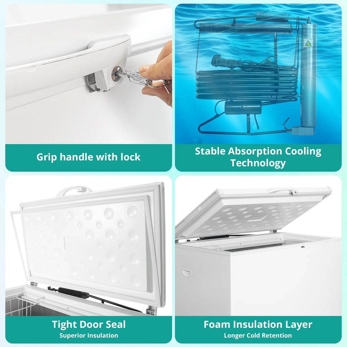 7 Cu ft Propane Chest Freezer LPG/110V 2 Way Freezer with Lock and Top Open Door Outdoor Camping
