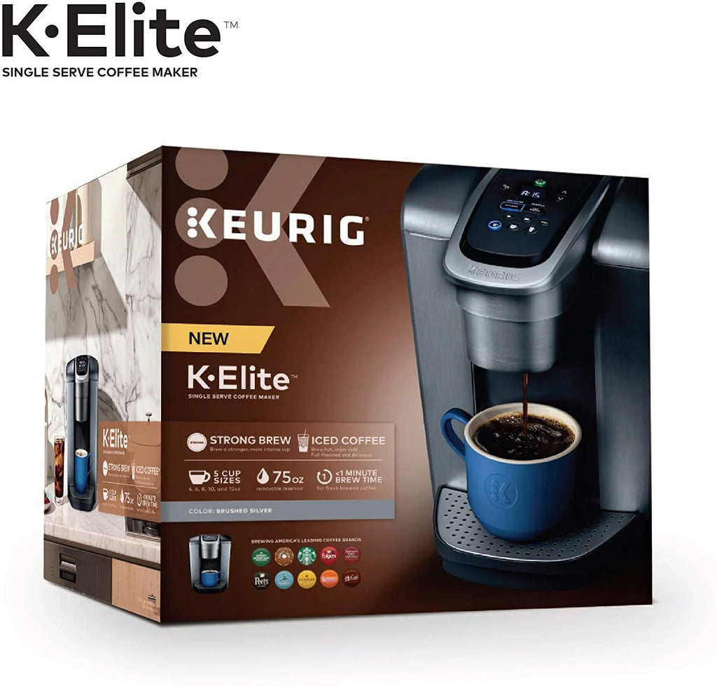 Keurig K-Elite Coffee Maker, Single Serve K-Cup Pod Coffee Brewer, With Iced Coffee Capability, Brushed Silver