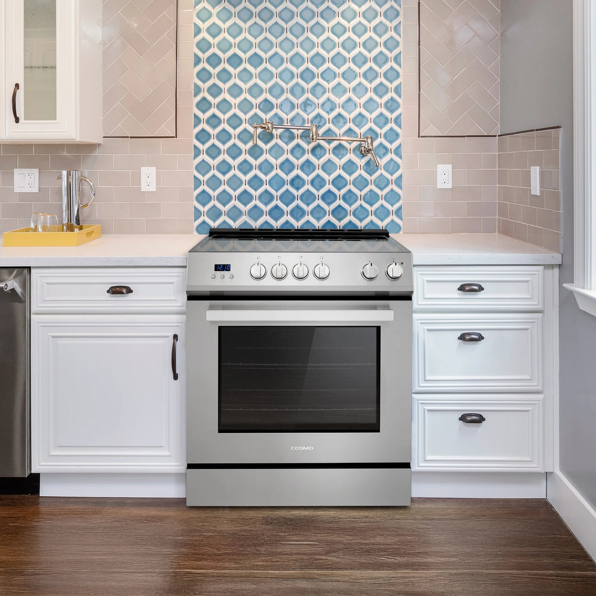 Cosmo 30 in. Stellar Collection 5.0 cu. ft. Electric Range with 4 Burner Glass Cooktop and Convection Oven in Stainless Steel