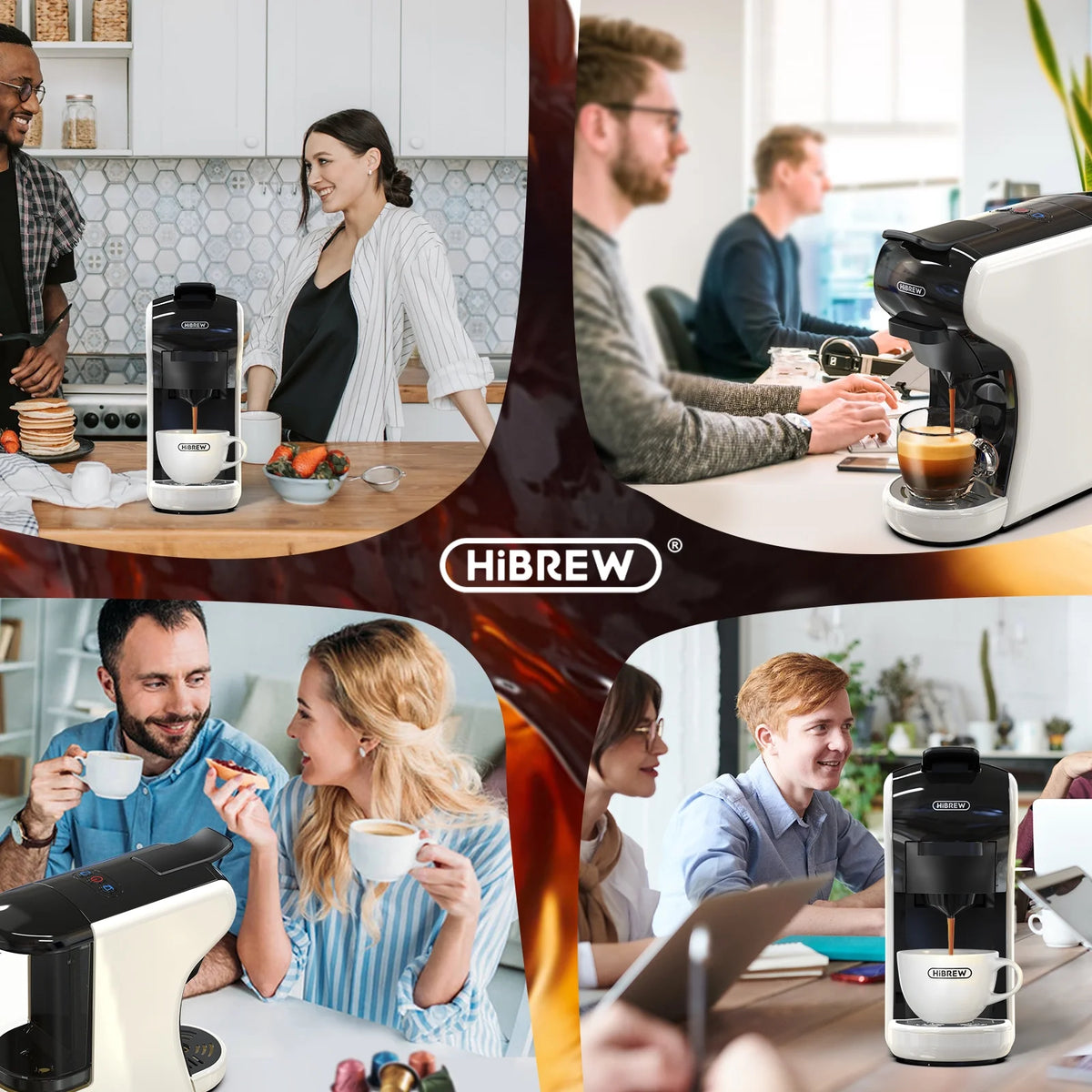 HiBREW H1A 4-in-1 Capsule Coffee Machine - 19Bar Espresso Maker for Hot/Cold Brews Black