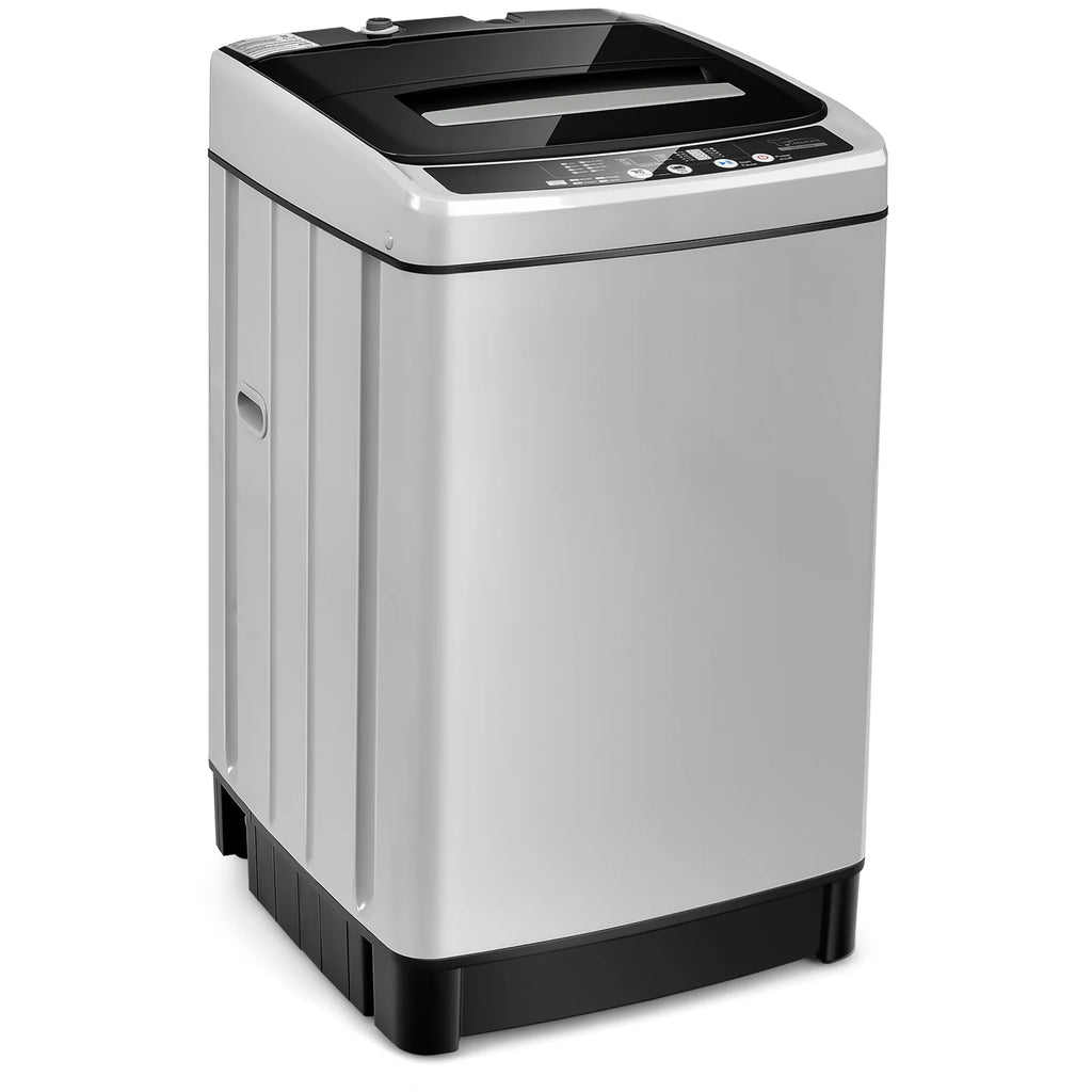 Gymax Capacity 11 lbs. Compact Full-Automatic Washing Machine Laundry Washer, Gray