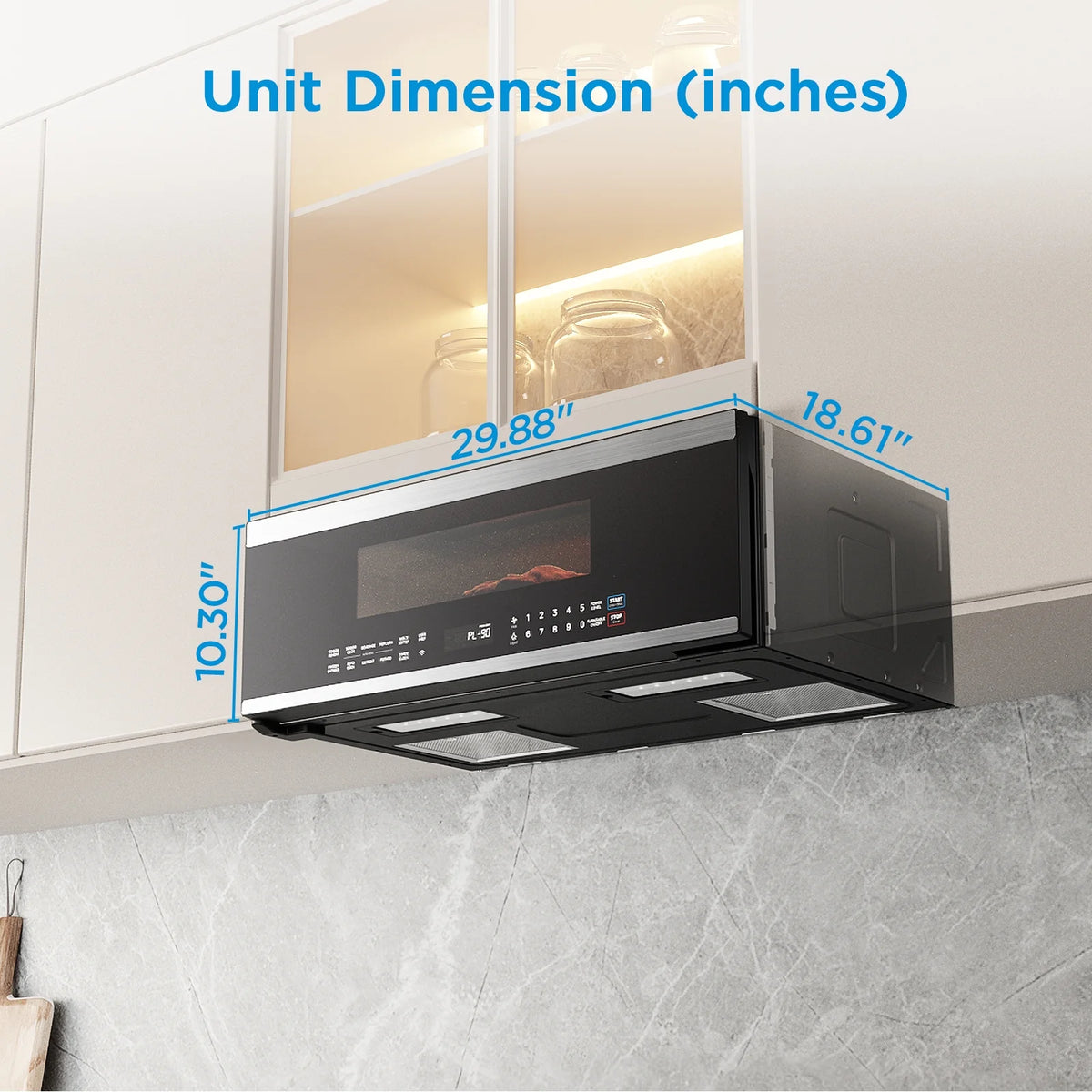 Midea 1.2 Cu. Ft. 30in Slim Over-the-Range Microwave with Sensor Cooking, MMO12S3AST
