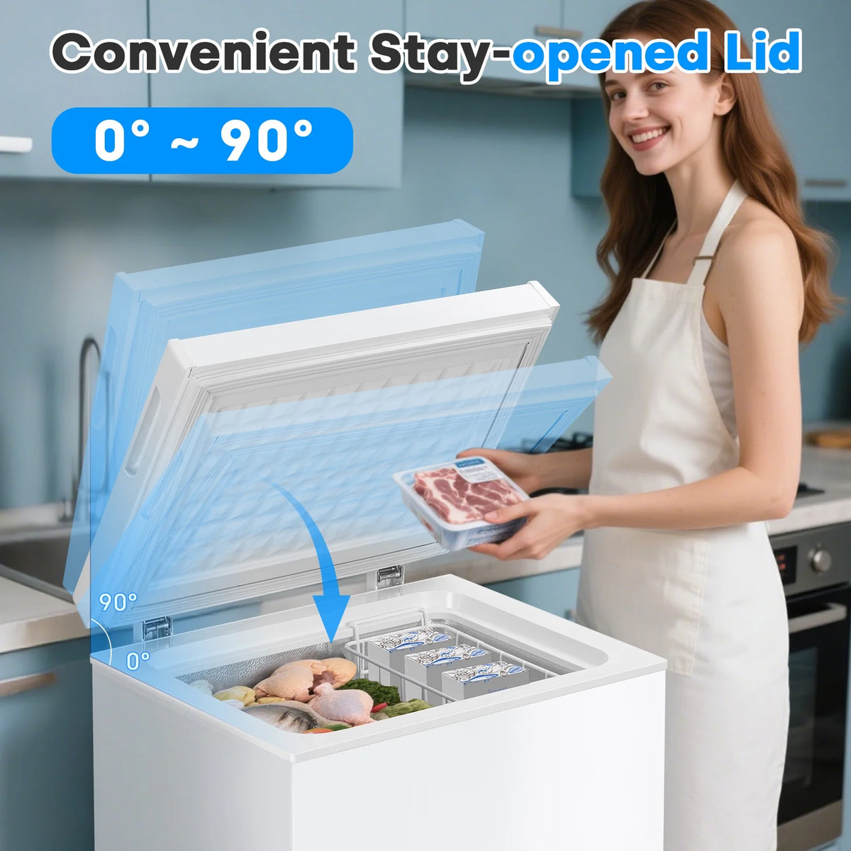 Dimedeal 1.8 Cu.ft Compact Chest Freezer with 7-Level Temperature Control