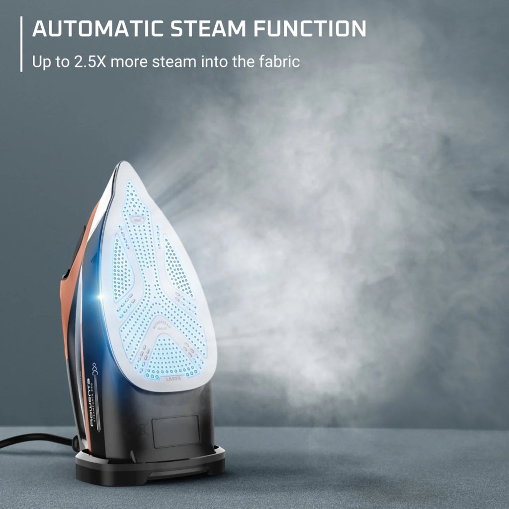 Rowenta Steam Force+ Iron for Clothes, Stainless Steel Soleplate, 1850 Watts, 400 Microsteam Holes, Garment Steamer, Black & Blue, DW9440U1