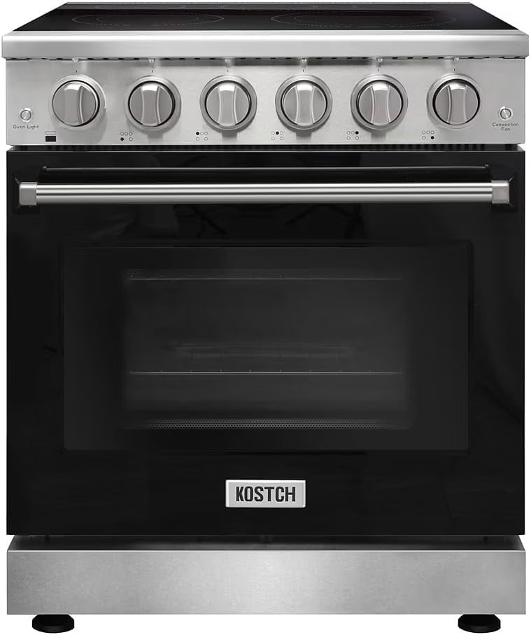 30 inch Professional Electric Range with 5 Heating Elements Cooktop, 4.55 Cu. Ft. Convection Oven Capacity, Smooth Glass Top, in Stainless Steel, KOS-30RE06H (Stainless Steel)