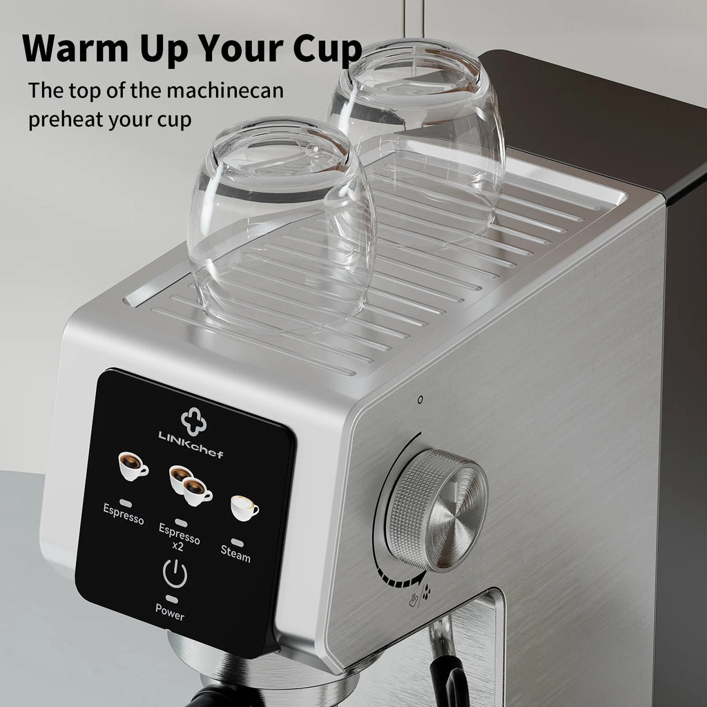 LINKChef Espresso Machine 20 Bar, Professional Espresso Maker with Milk Frother Steam Wand