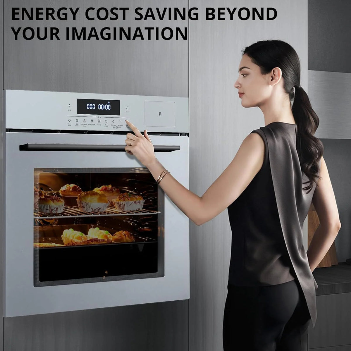 2025 New 24" Single Wall Ovens with 70L Capacity and 3000W 240V,Electric Wall Oven with 8 Cooking Functions & 108 Automatic Recipes,Touch Control,Safety Lock,Timer,2.5 CF Convection Built-in Oven