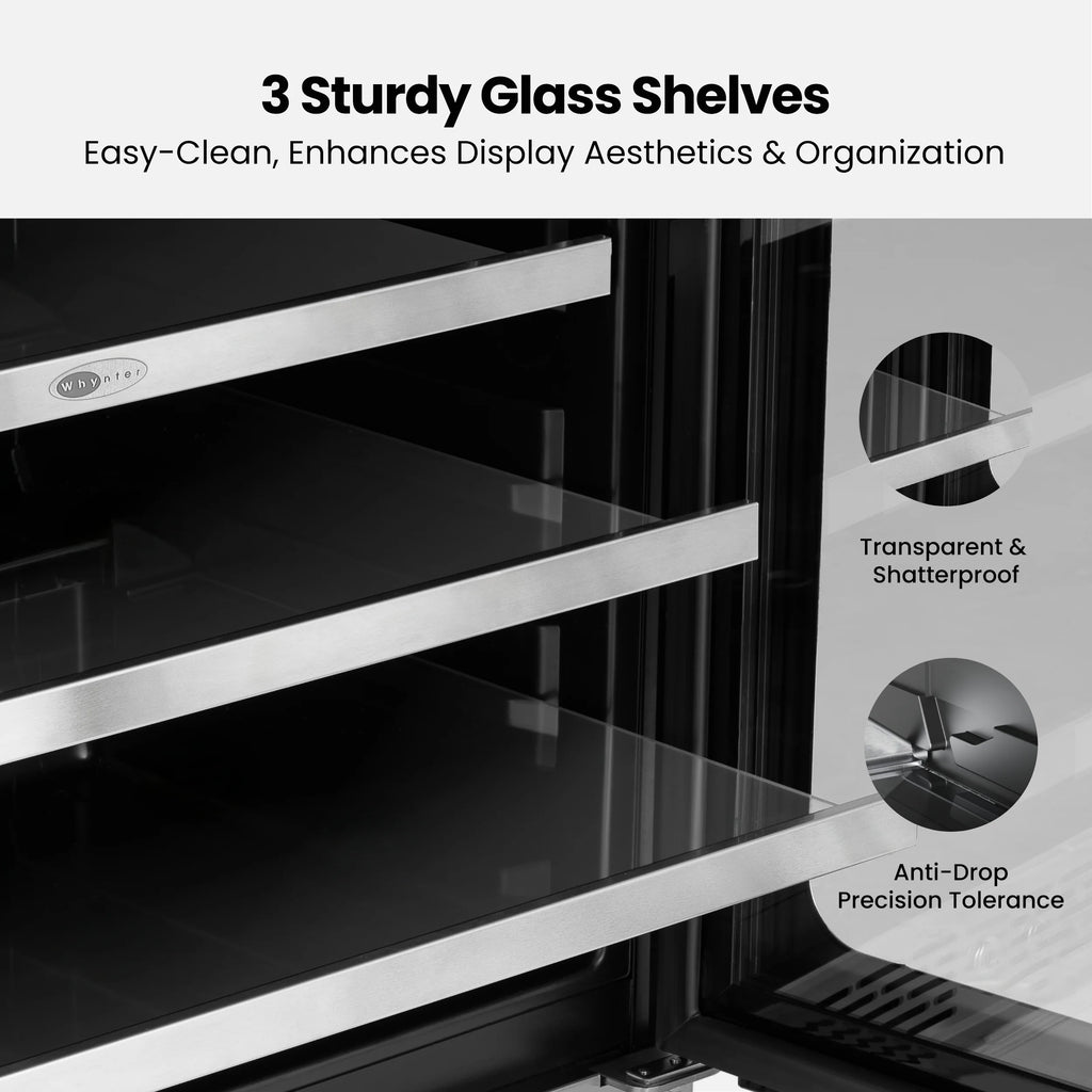 Whynter 24'' Beverage Refrigerator Cooler, 140 Cans Beverage Fridge, Built in or Freestanding Beverage Center with Stainless Steel Door