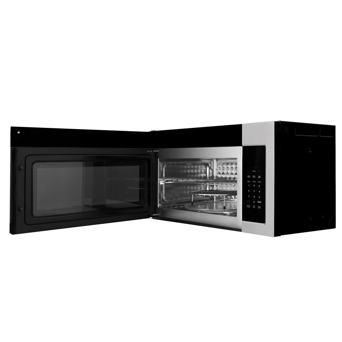 ZLINE 30" 1.5 cu. ft. Over the Range Microwave in Black Stainless Steel with Modern Handle and Set of 2 Charcoal Filters (MMWO-OTRCF-30-BS)