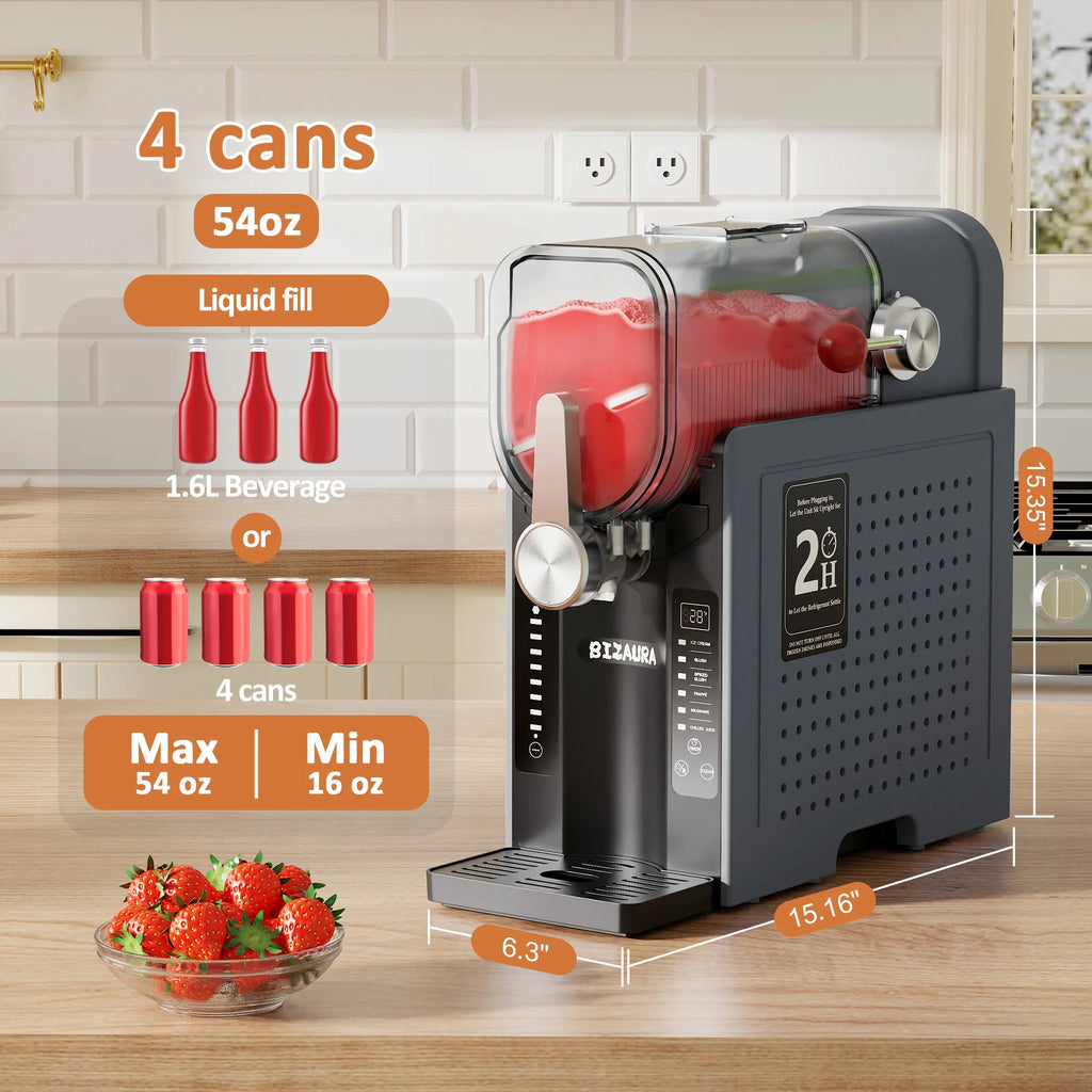 BIZAURA Slushie Machine, Slushy Machine for Home No Ice Need, Professional Frozen Drink Maker, 6 Presets for Milkshakes, Frapp��s, Slush, Ice Cream