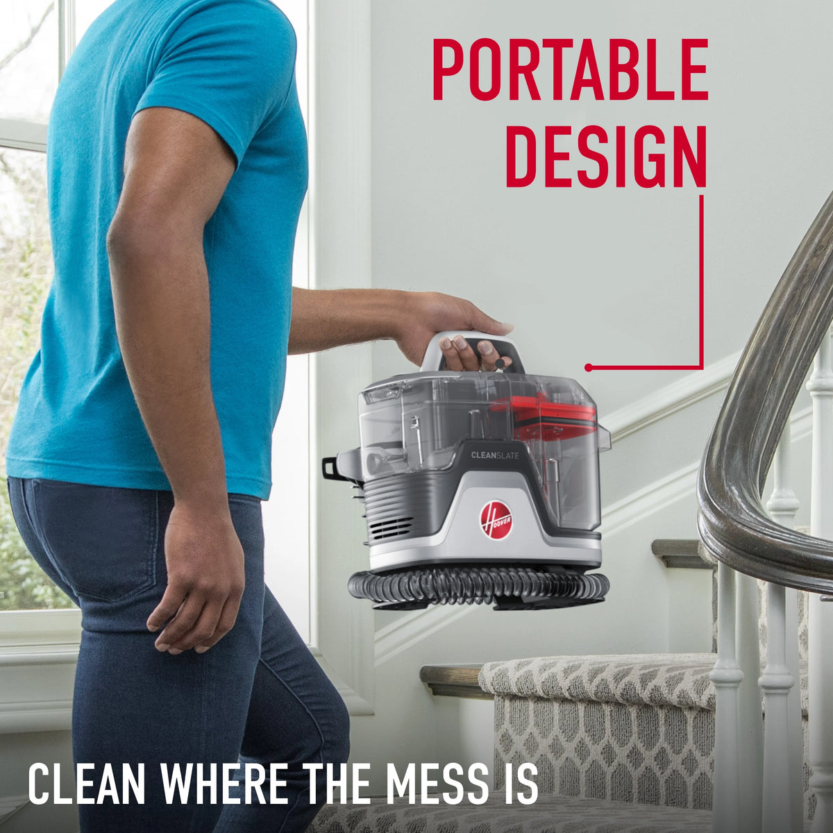 Hoover CleanSlate, Portable Spot Cleaner, for Carpet, Upholstery & Stairs, Pet Stain Removal, Lightweight, FH14010