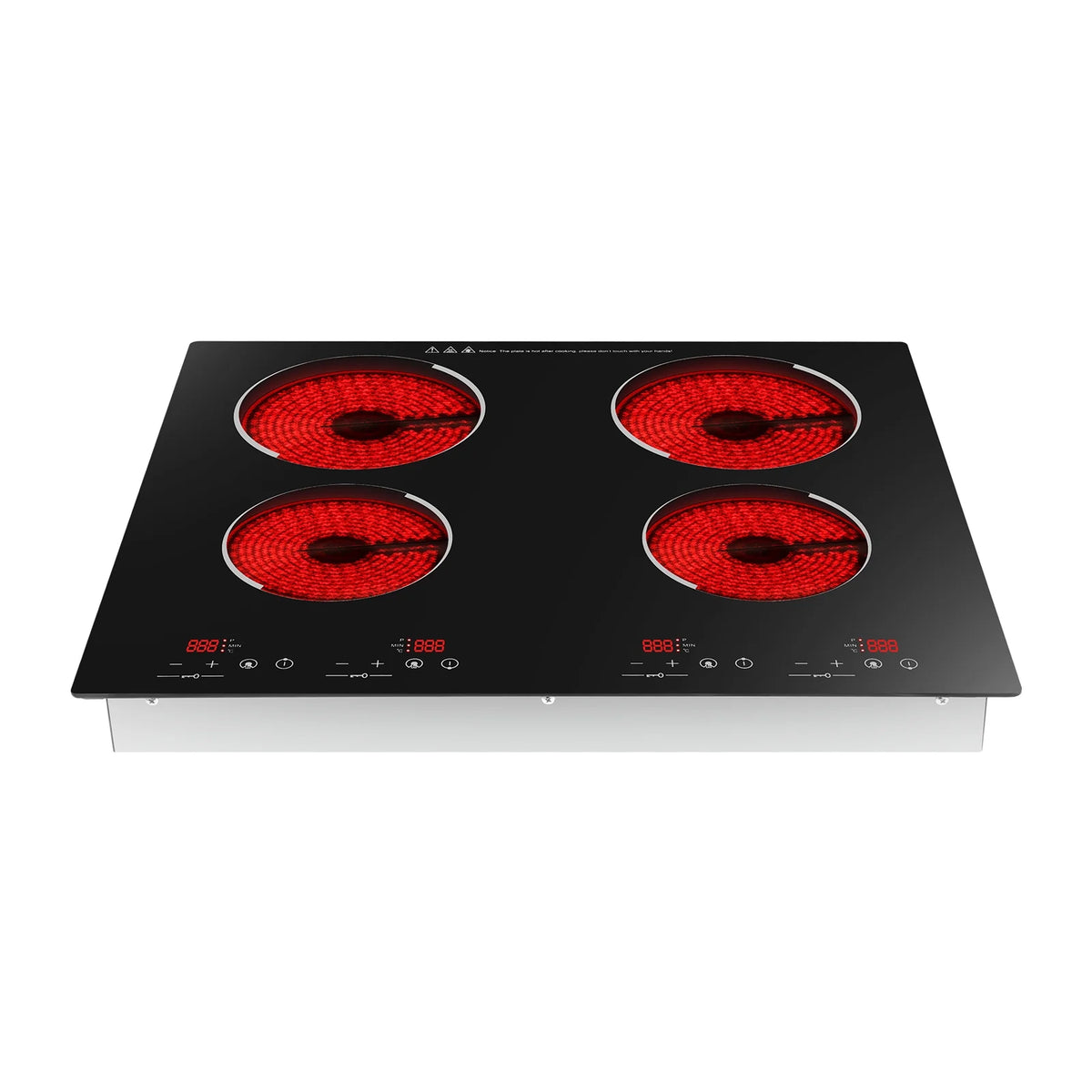 Peakora Electric Cooktop, Built-in Cooktop 3000W, Electric Stove Top with 4 Electric Burners, 9 Heating Level, Kid Safety Lock, Sensor Touch Control, 110V