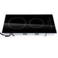 KFFKFF Integrated Electric Cooking Surface, Dimensions 20 x 11.6 inches, Dual Heating Elements, 240V Glass-based Heat Conductor with Sensitive Touch Commands, Inclusive of Timer & Safety Lock for Kid