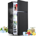 Tacool Small Mini Fridge with Top Freezer Compact Refrigerator Dual Door with Adjustable Thermostat Black for Home New