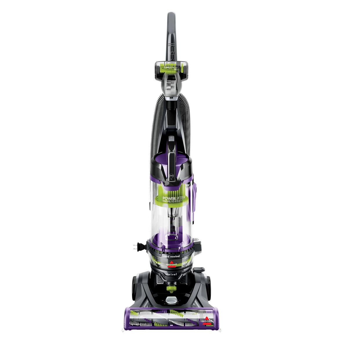 BISSELL PowerLifter Swivel Pet Rewind, Bagless, Upright Vacuum, Pet Friendly, Triple Action Brush Roll, Automatic Cord Rewind, Scatter Free Technology, 2259, Black & Purple