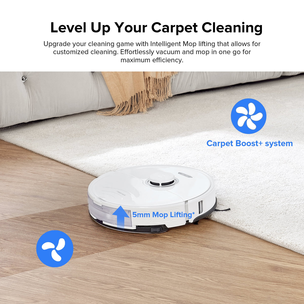 Roborock? S8 Robot Vacuum Cleaner and Sonic Mopping with DuoRoller? Brush, 6000 Pa, and Obstacle Avoidance