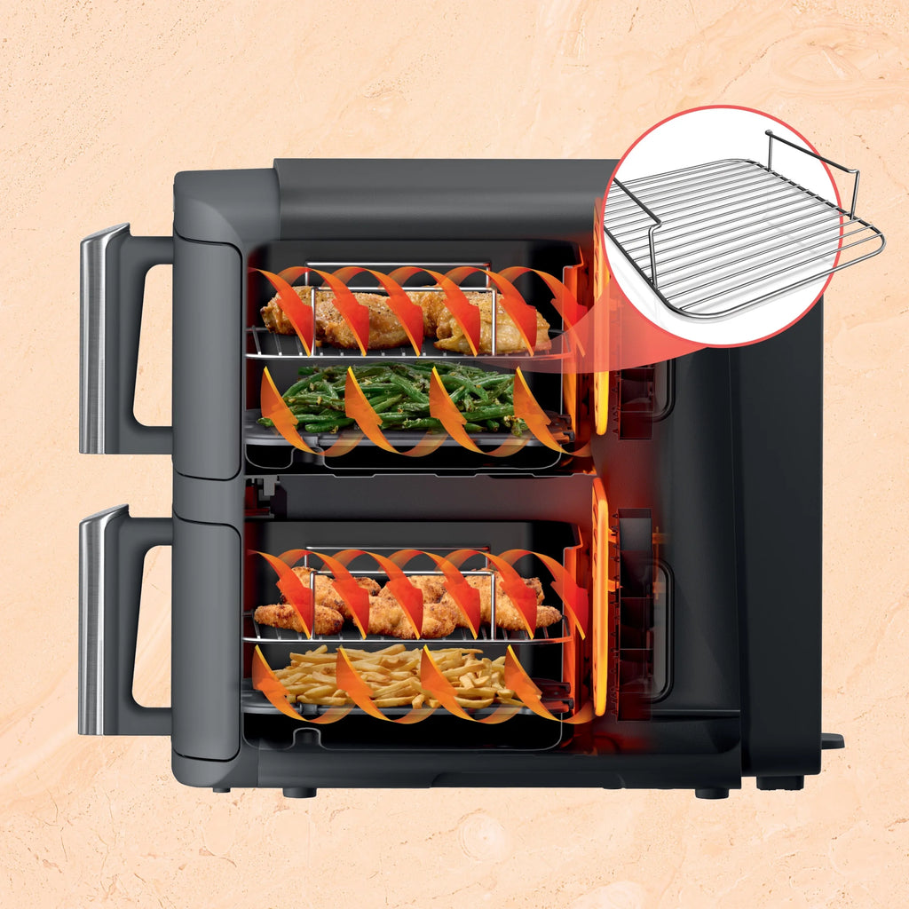 Ninja DoubleStack XL 2-Basket Air Fryer, DoubleStack Technology Cooks 4 Foods at Once, Space Saving Design, 10 QT, 4-in-1, Smart Finish & Match Cook, SL400