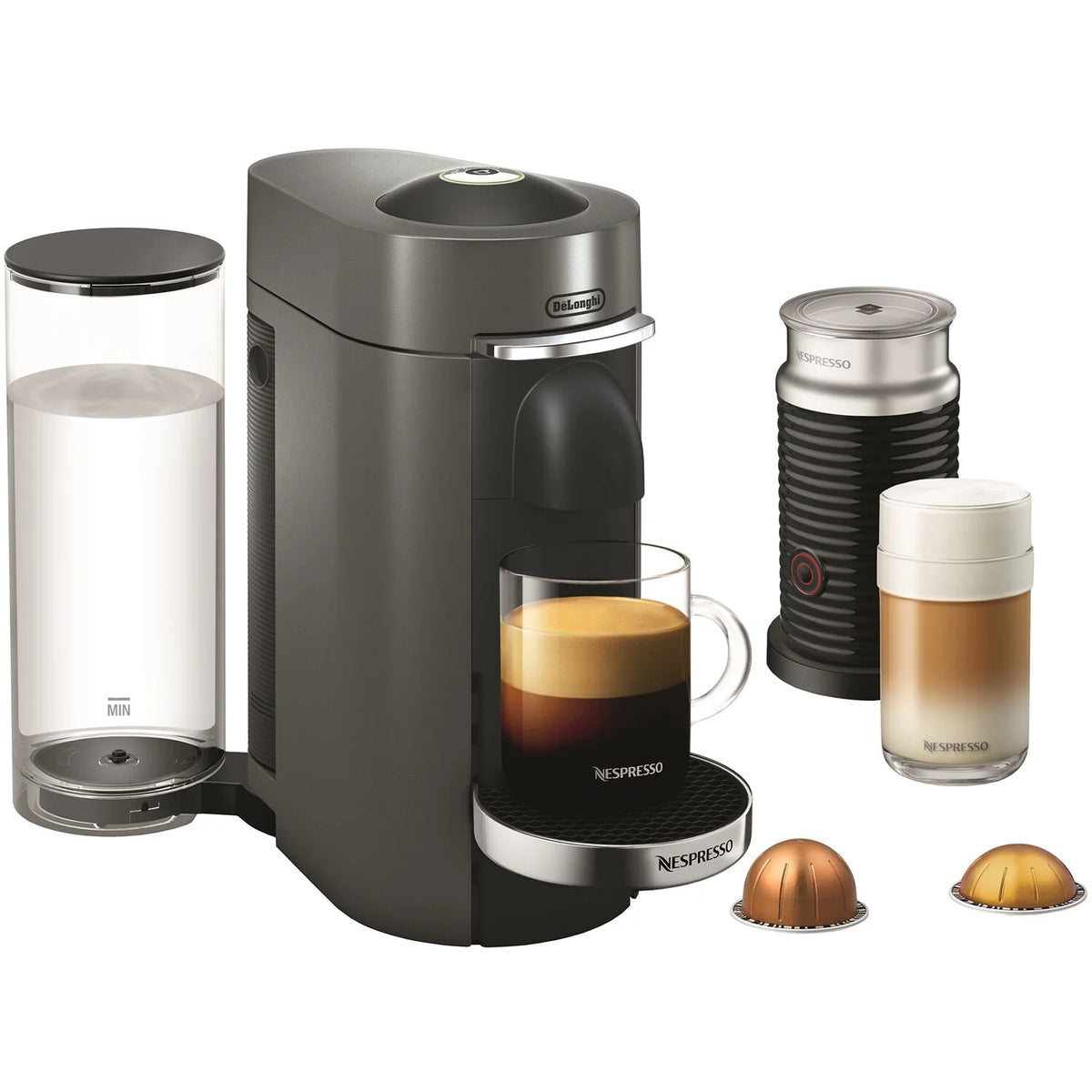 Nespresso VertuoPlus Deluxe Coffee and Espresso Maker by De'Longhi with Aeroccino, Black