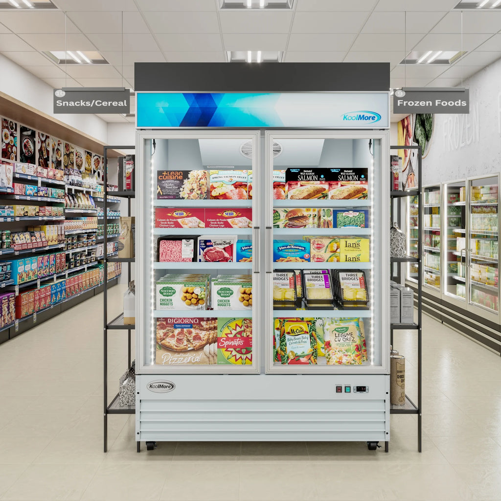 53 in. 2-Door Commercial Display Merchandiser Freezer 45 cu. ft. in White (MDF-2GD-45C-WH)