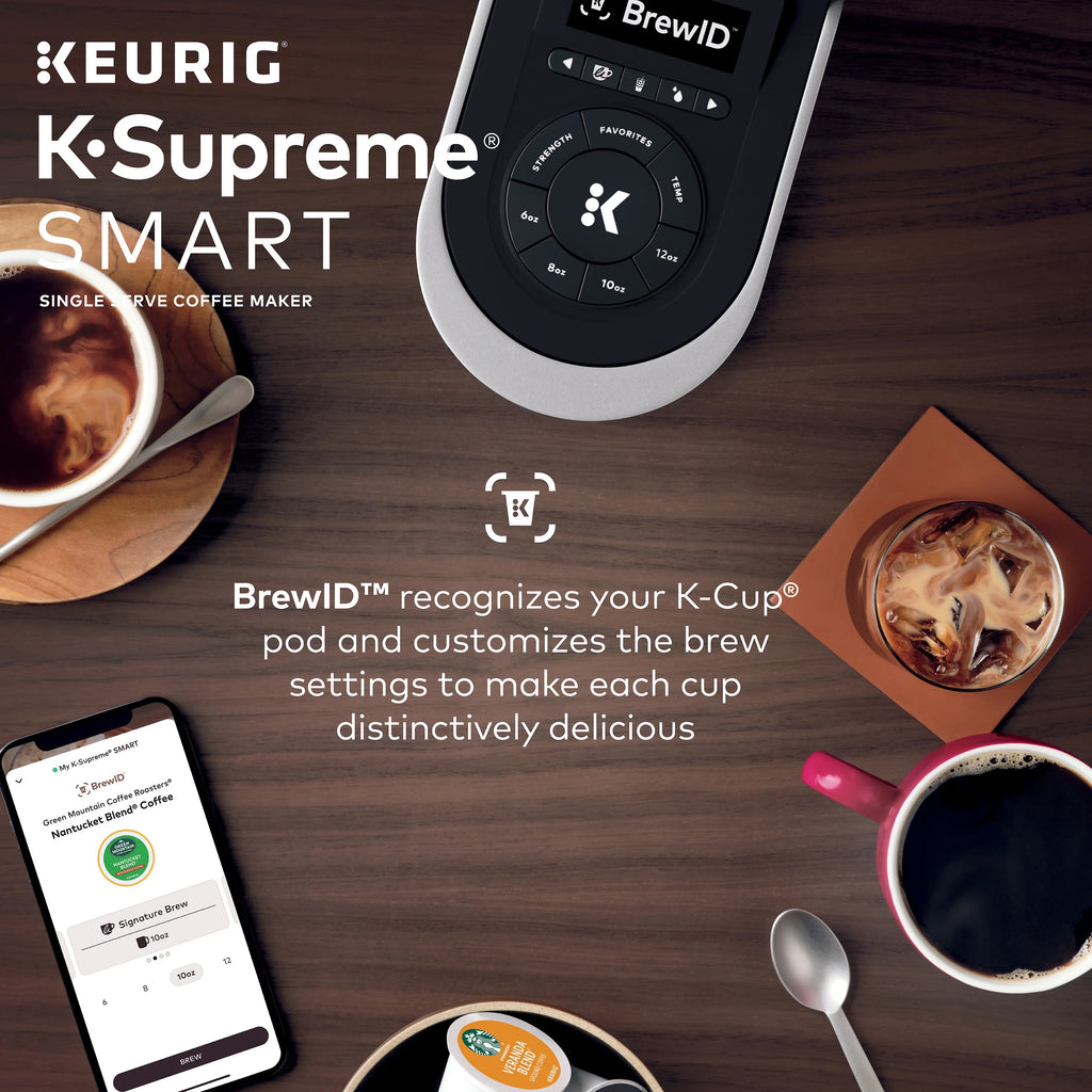Keurig K-Supreme SMART Coffee Maker, MultiStream Technology, Brews 6-12oz Cup Sizes, Black