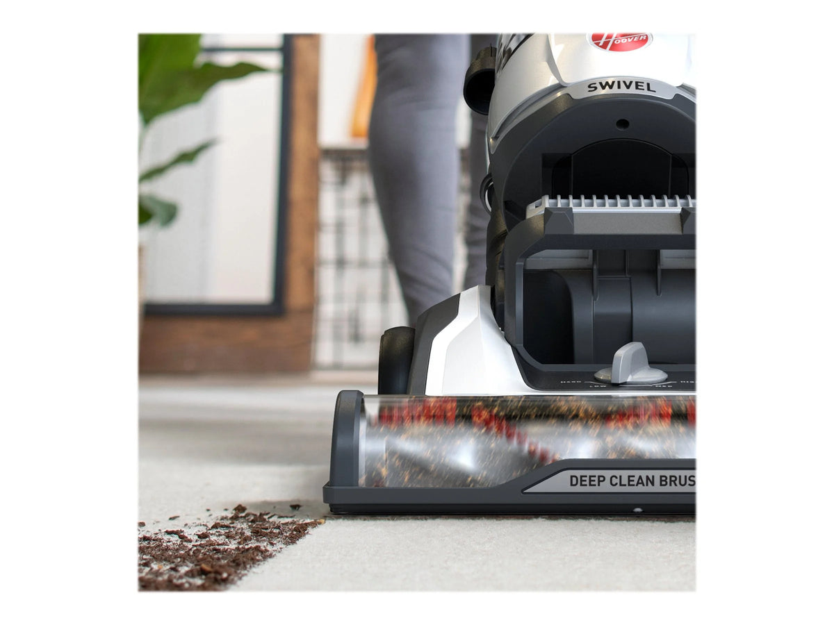 Hoover Bagless Upright Vacuum, High Performance, Pet Friendly, Swivel Design, with Dusting Brush, Extension Wand, HEPA Filter, Crevice & Upholstery Tool, 110 V Red/Grey