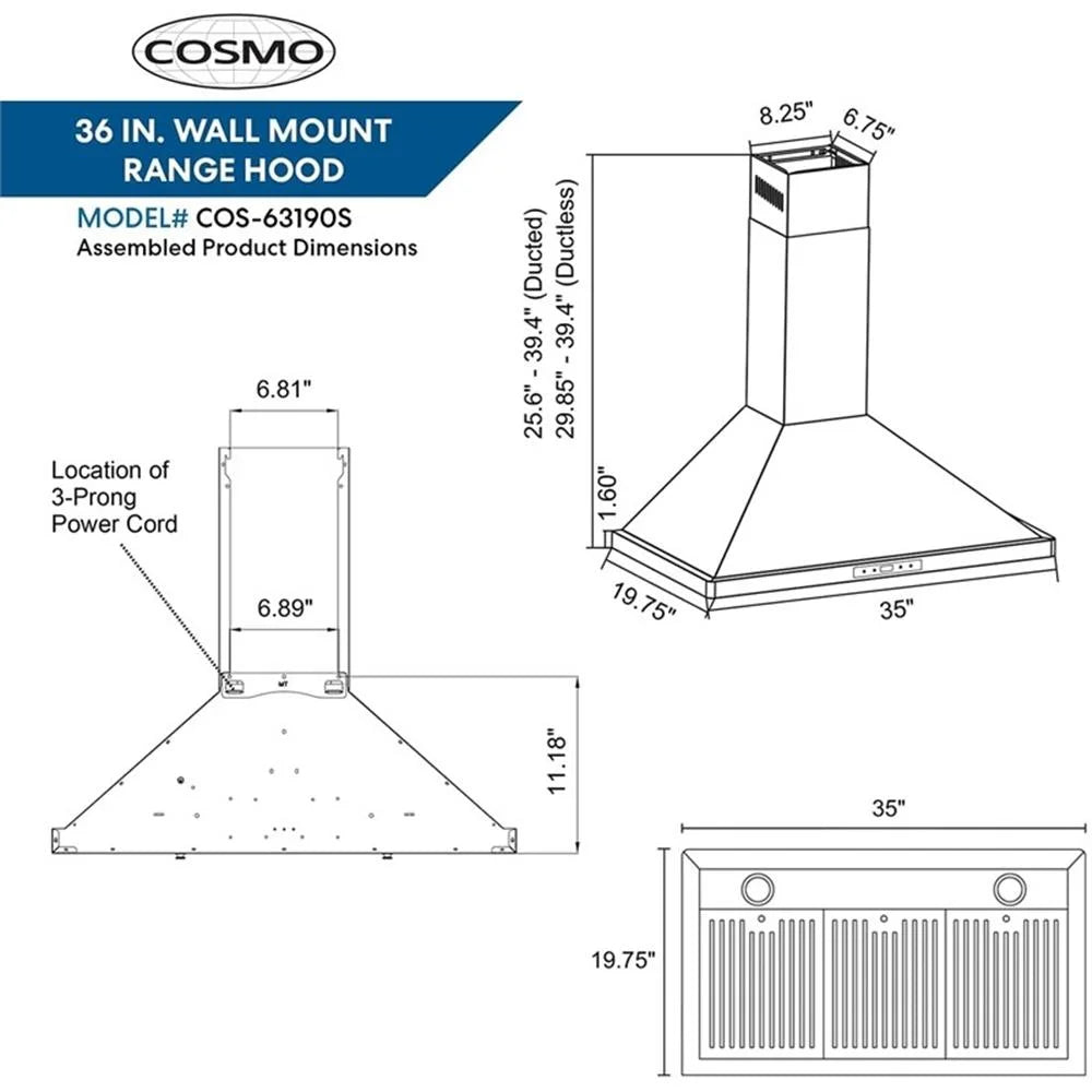 Cosmo 30 in. Ducted Range Hood in Stainless Steel with Touch Controls, LED Lighting and Permanent Filters