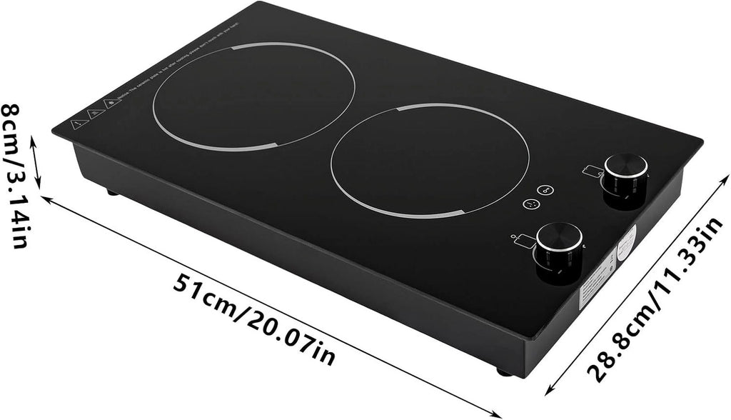 Electric Ceramic Cooktop with Timer,2 Burners Built-in Radiant Electric Stove Top with Child Safety Lock,24 Inch Electric Cooktop with Sensor Touch Control (9 Power-2 Burners)