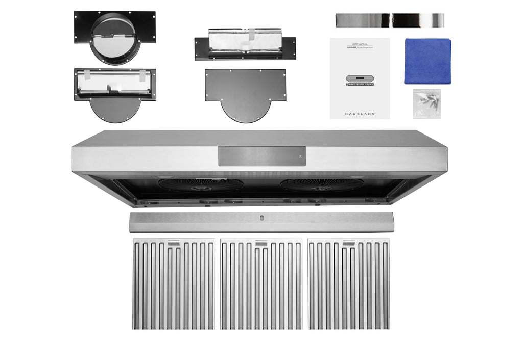 Hauslane | Chef Series 36" PS18 Under Cabinet Range Hood, Stainless Steel | Pro Performance | Contemporary Design, Touch Screen, Dishwasher Safe Baffle Filters, LED Lamps, 3-Way Venting