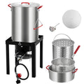 Soonbuy 30 QT Turkey Fryer Cooker Set and 10 QT Kit,50,000 BTU Aluminum Turkey Deep Fryer and Propane Burner Kit,Outdoor Propane Deep Fryers Stove Burner Stand,Baskets,Marinade Injector, Thermometer