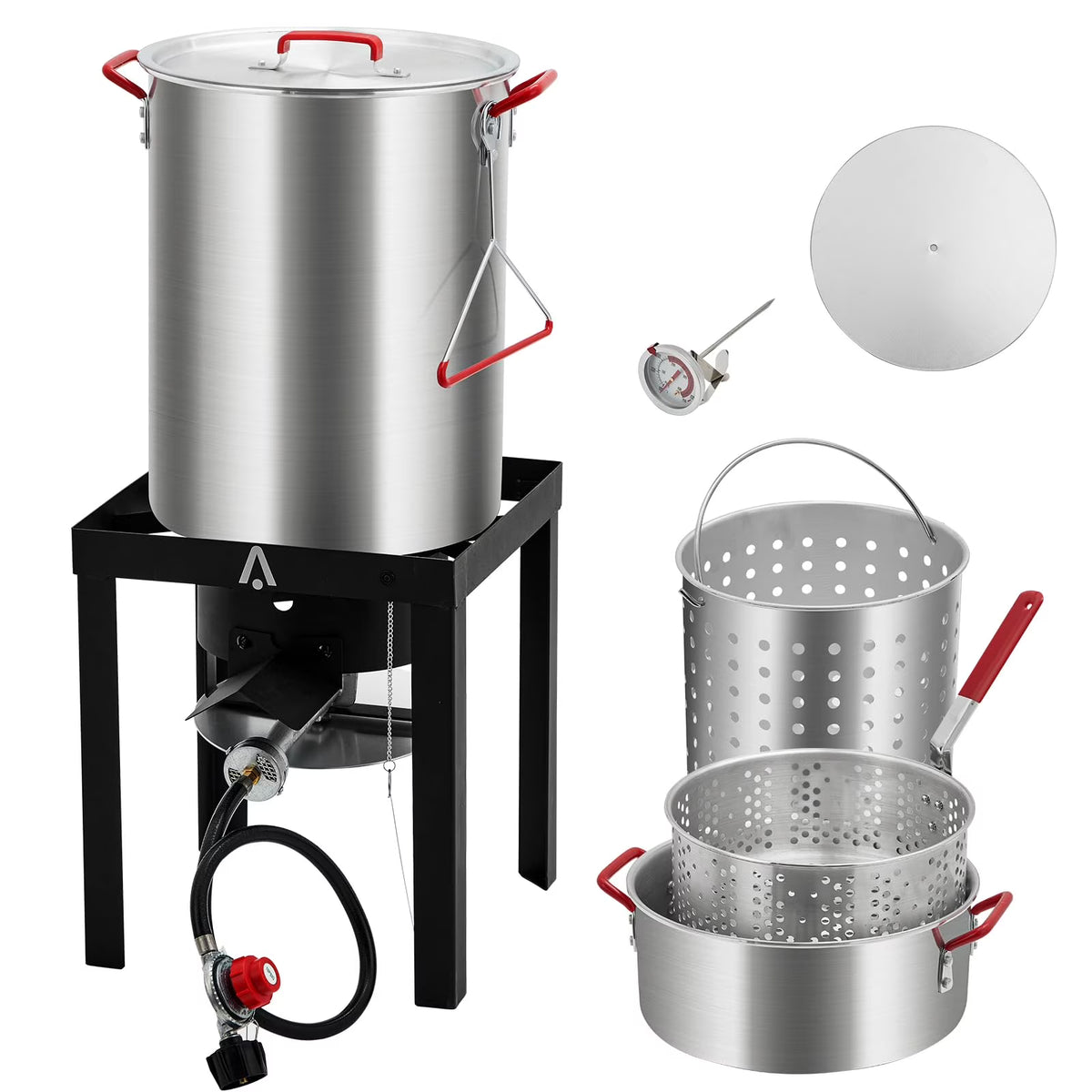 Soonbuy 30 QT Turkey Fryer Cooker Set and 10 QT Kit,50,000 BTU Aluminum Turkey Deep Fryer and Propane Burner Kit,Outdoor Propane Deep Fryers Stove Burner Stand,Baskets,Marinade Injector, Thermometer