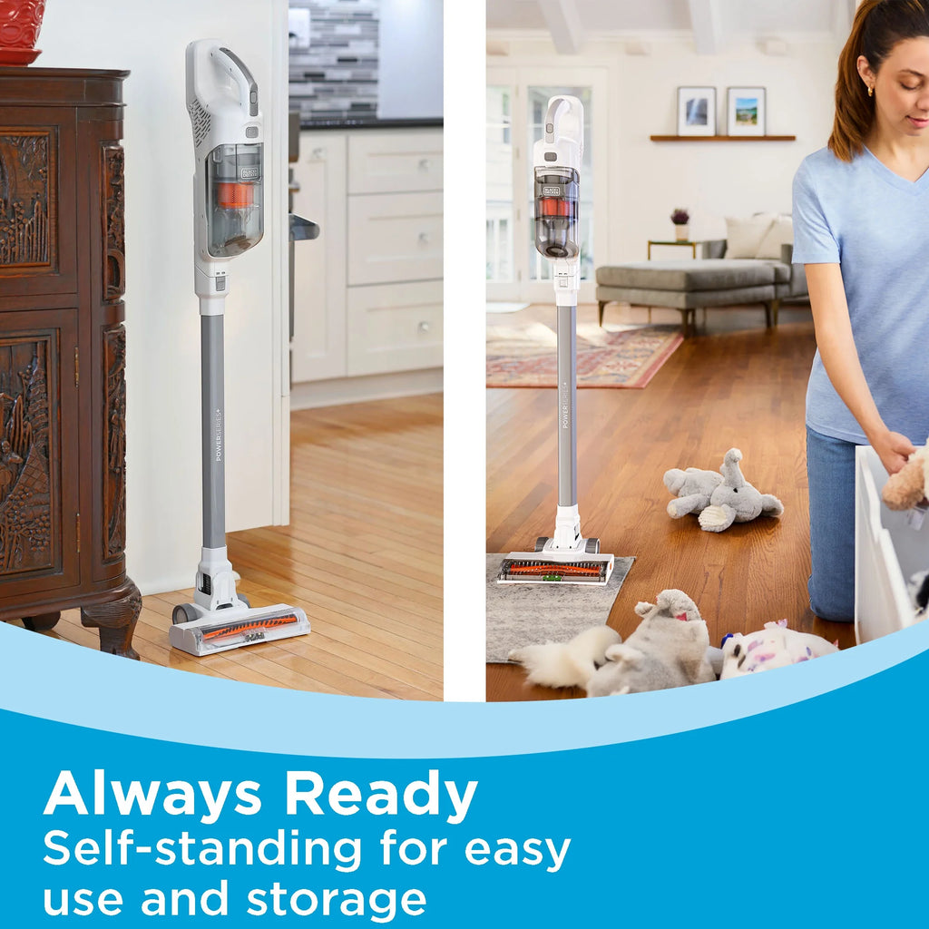 BLACK+DECKER POWERSERIES+ 20V MAX Cordless Stick Vacuum, with Anti-Tangle Brush Bar, Convertible to Handheld, 44 Minute Run-Time, BHFEA520J
