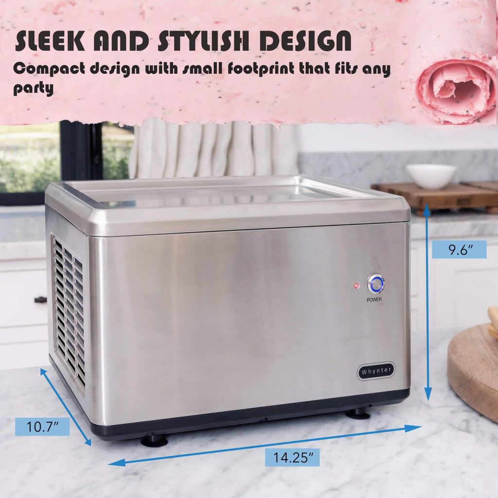 Whynter ICR-300SS Portable Instant Automatic Compressor Ice Cream Maker Frozen Pan Roller in Stainless Steel