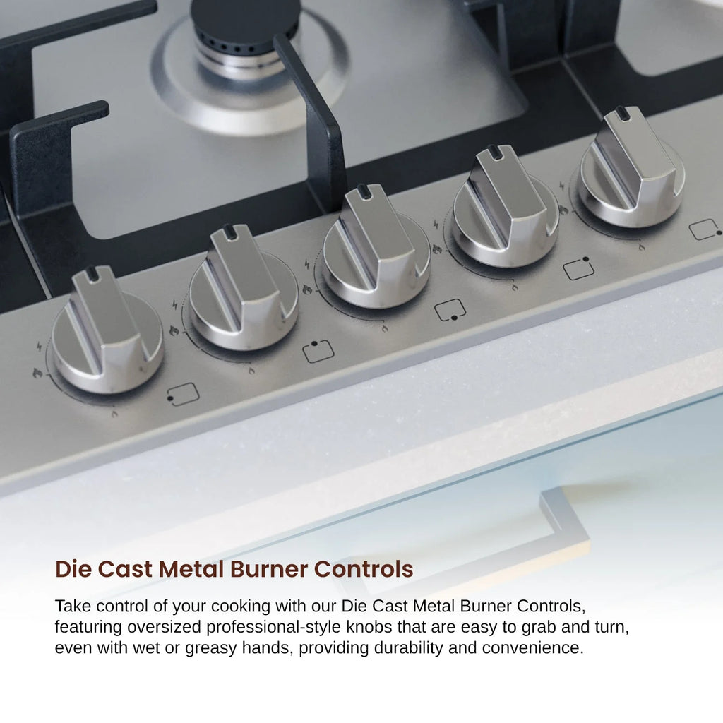 Rangaire RCG341S 34" Gas Cooktop - Stainless Steel, Sealed Burners, Cast Iron Grates, Die Cast Metal Burner Controls