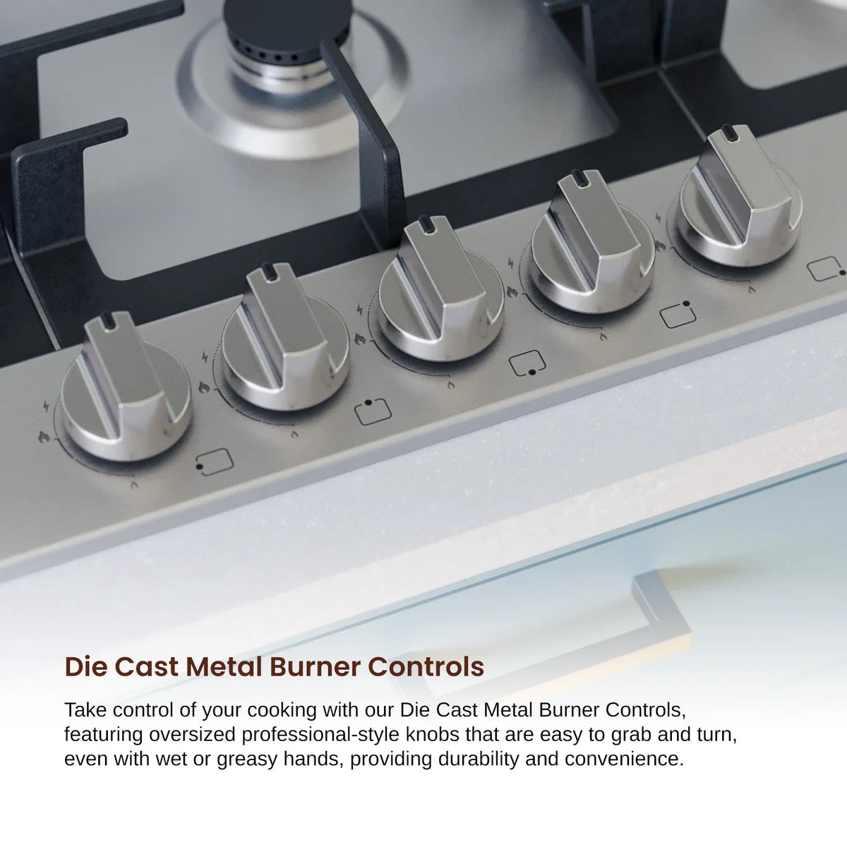 Rangaire RCG301S 30" Gas Cooktop - Stainless Steel, Sealed Burners, Cast Iron Grates, Die Cast Metal Burner Controls