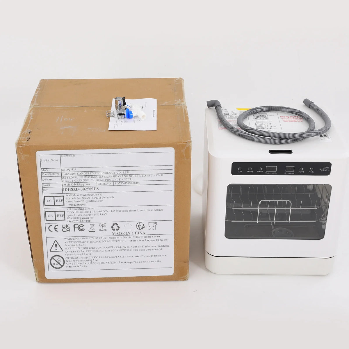 6.8L/1.8 Gallon Rectangular White Portable Mini Dishwasher Countertop Dishwasher, Household Mini Dishwasher