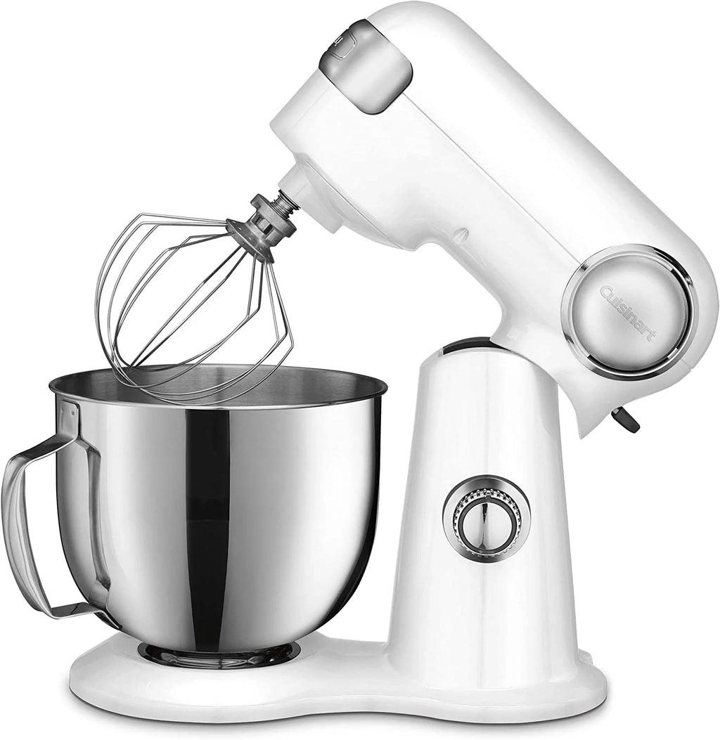 Restored Cuisinart Tilt Head Stand Mixer 12 Speed 5.5 Quart Stainless Steel Bowl Chef��s Whisk Mixing Paddle Dough Hook �C SM-50FR White (Refurbished)