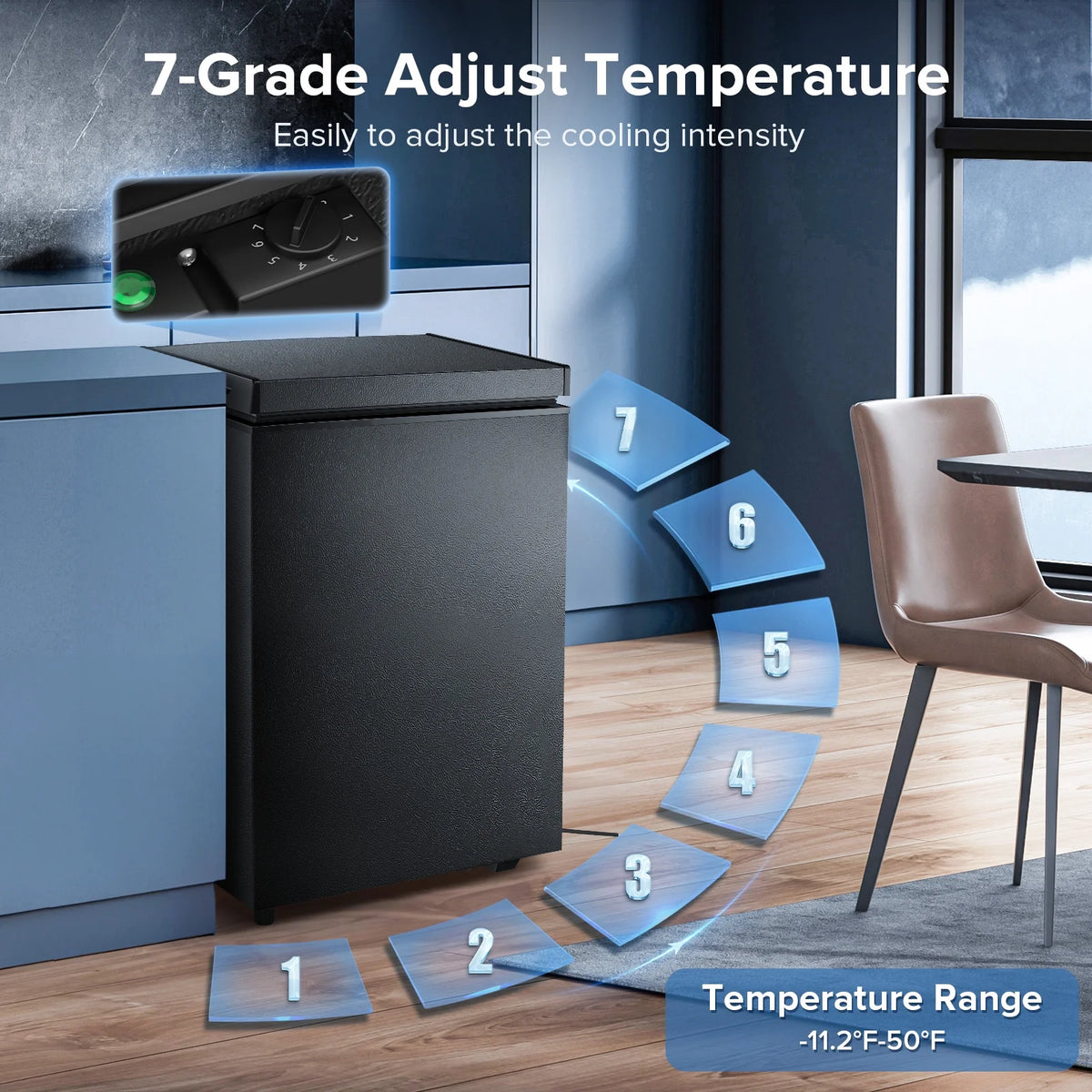 AUSEO Compact Freezer 3.5 cu ft Environmental Chest Freezer, Mini Freezer with 7 Gear Adjustable Temperature, Removable Storage Basket, Energy Saving, White