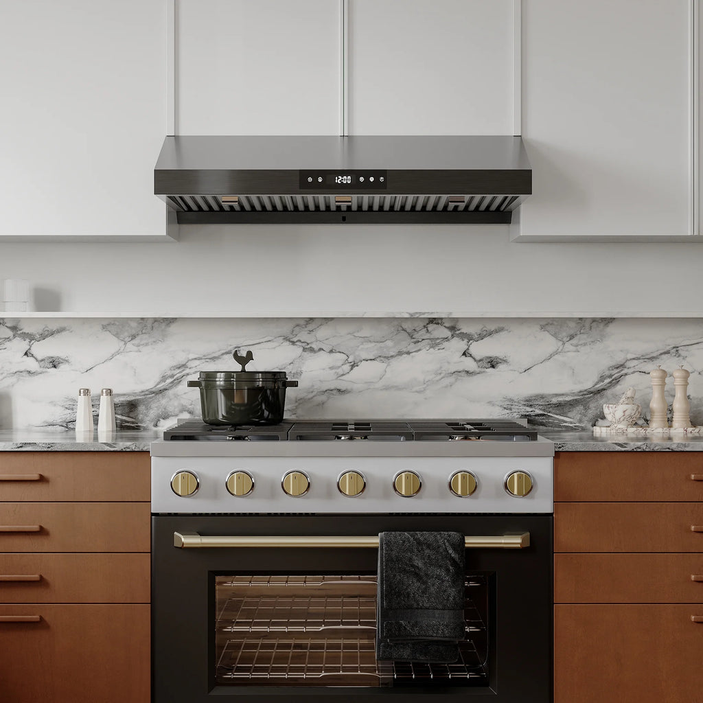 Hauslane | Chef Series 36" PS18 Under Cabinet Range Hood, Stainless Steel | Pro Performance | Contemporary Design, Touch Screen, Dishwasher Safe Baffle Filters, LED Lamps, 3-Way Venting