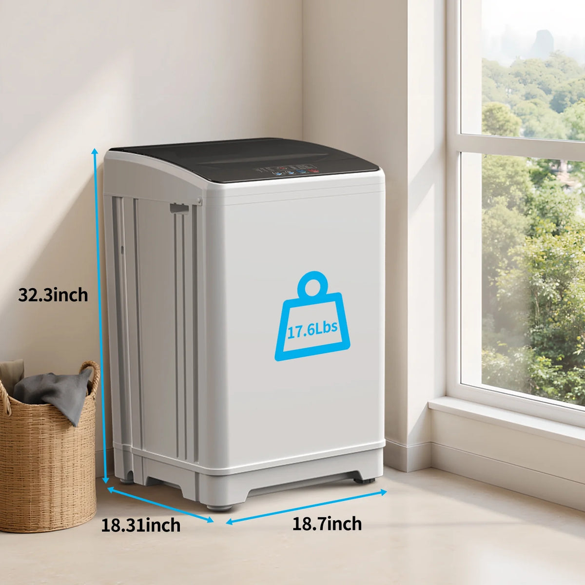 TABU Washer and Dryer Set, 19LBS Fully Automatic Washing Machine & 8.8LBS Clothes Dryer (White&White)