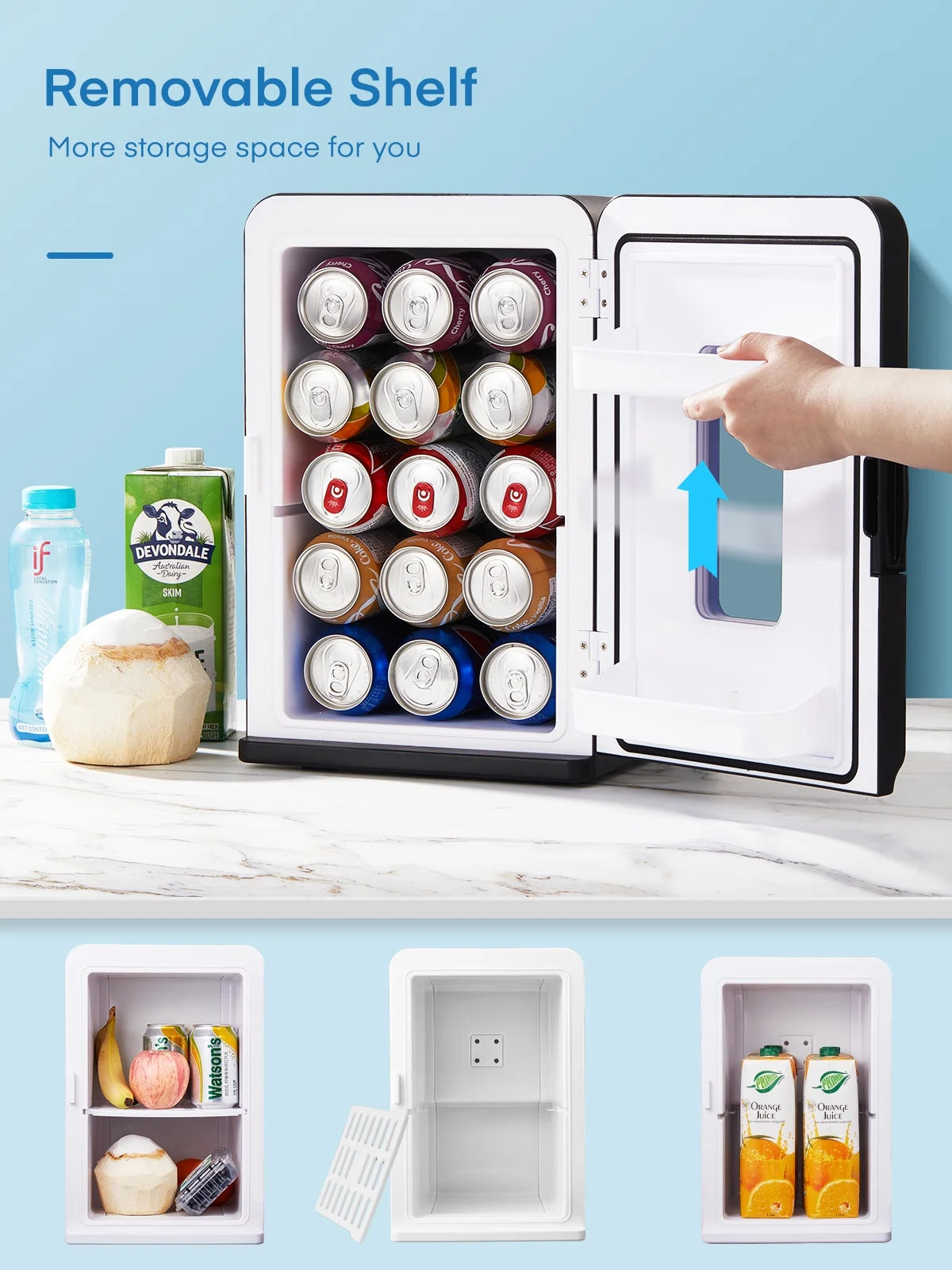 15L Mini Fridge, 21 Can Bedroom Refrigerator, Portable Cooler &Warmer, Beverage & Skincare, 110V/12V, Black